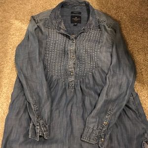 American Eagle denim babydoll blouse
